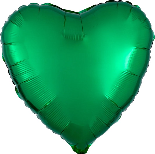 17" Metallic Green Heart Foil