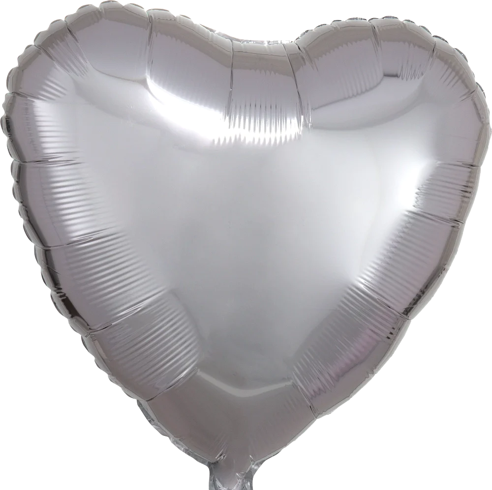 17" Metallic Silver Heart Foil