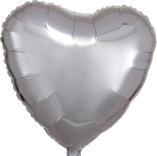 17" Metallic Silver Heart Foil