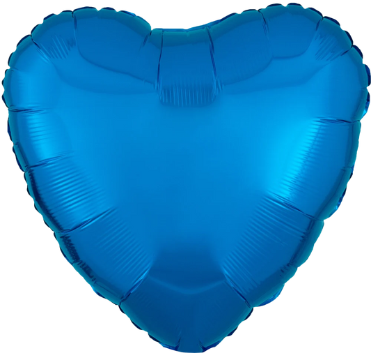 17" Metallic Blue Heart Foil