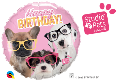 Happy Birthday - Puppies With Glasses
