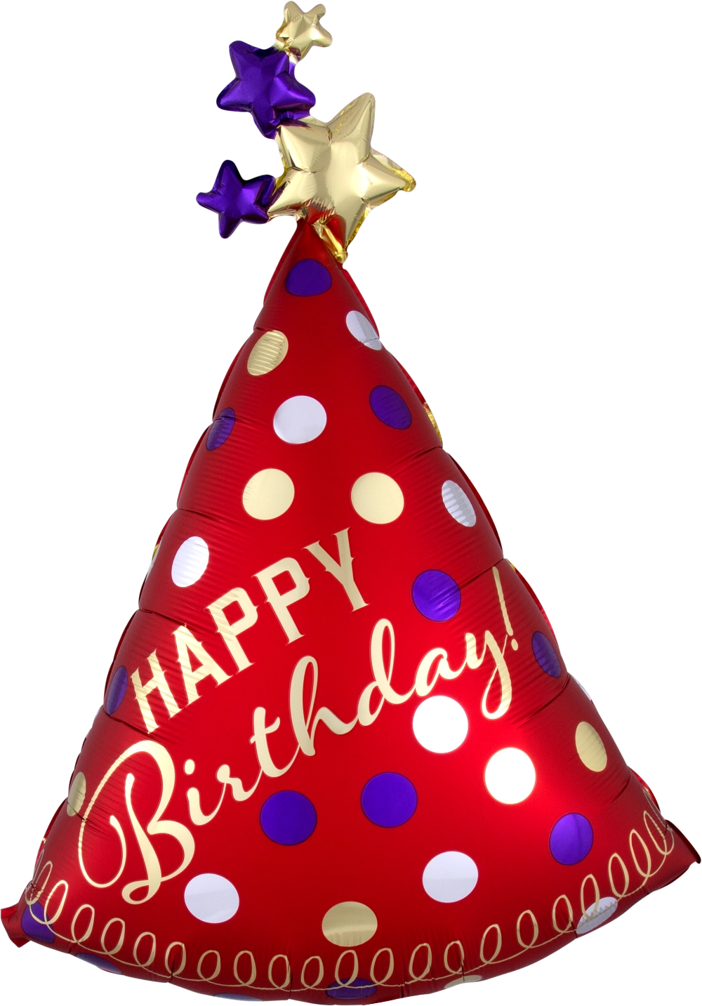 Happy Birthday Red Satin Party Hat - SuperShape