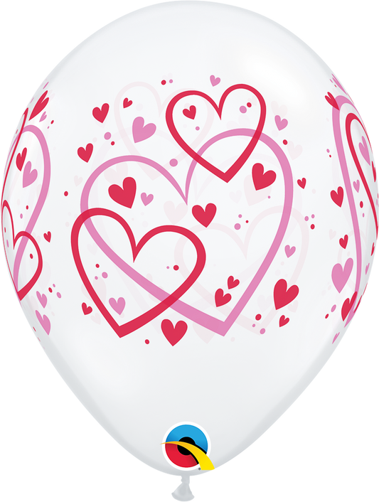 Latex - Clear W/ Red & Pink Pattern Hearts