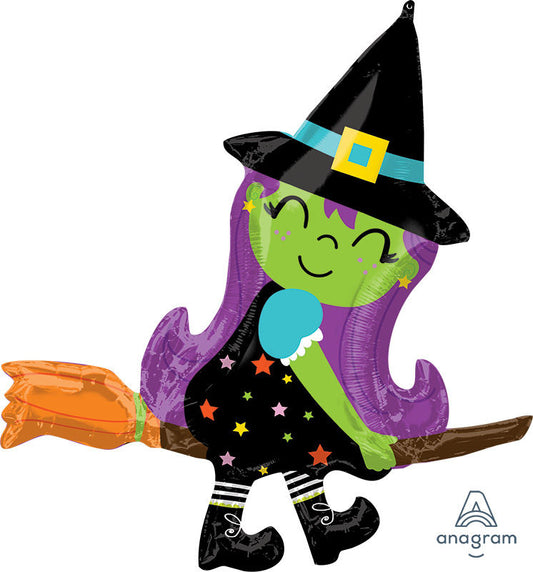 Cute Witch on Broom - SuperShape