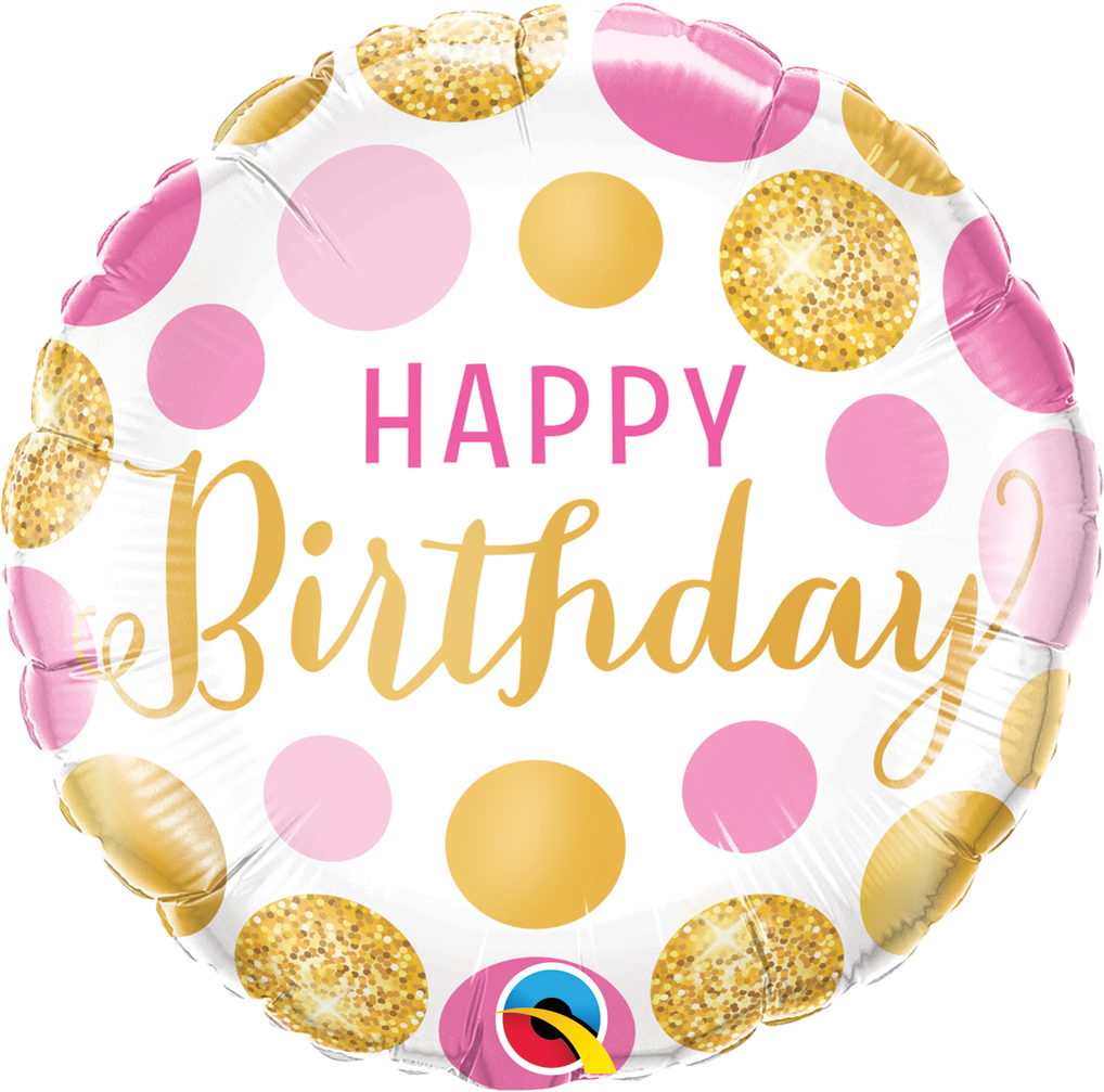 Happy Birthday - Pink & Gold Dots