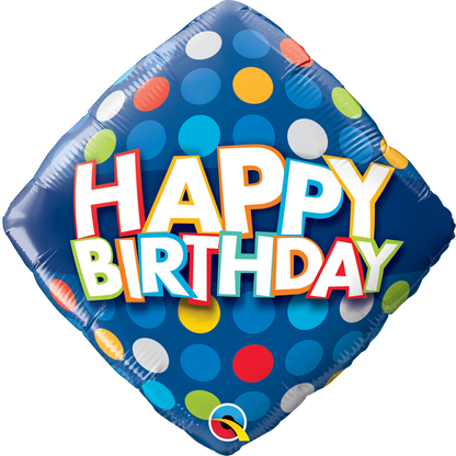 Happy Birthday - Blue & Colorful Dots