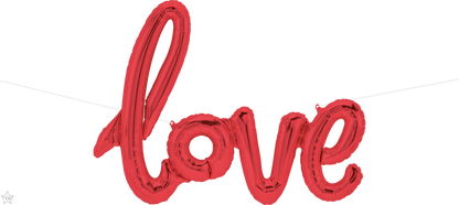 Red Love Script - Air-filled Balloon Banner