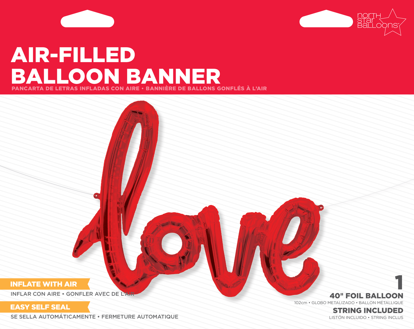 Red Love Script - Air-filled Balloon Banner