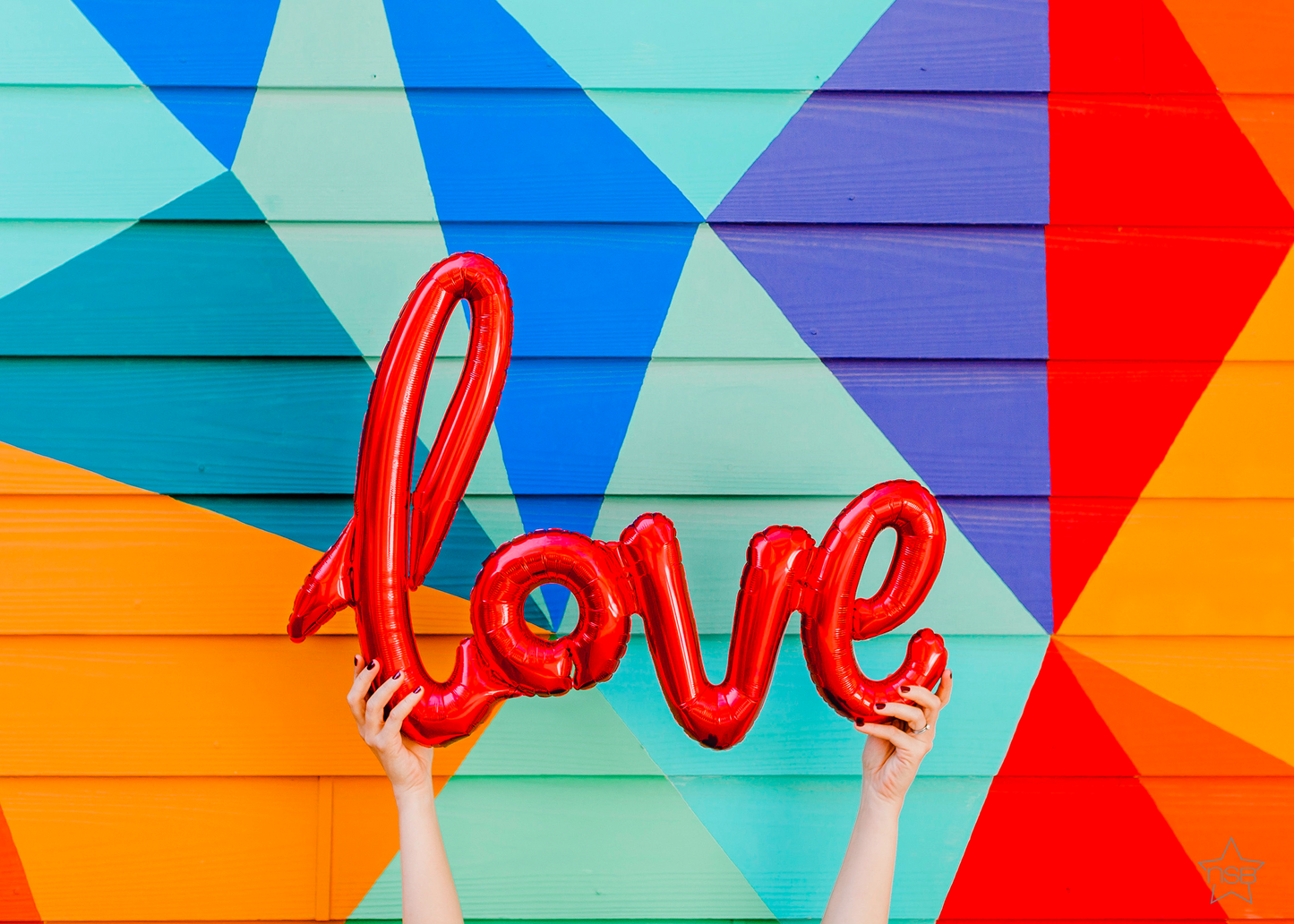 Red Love Script - Air-filled Balloon Banner