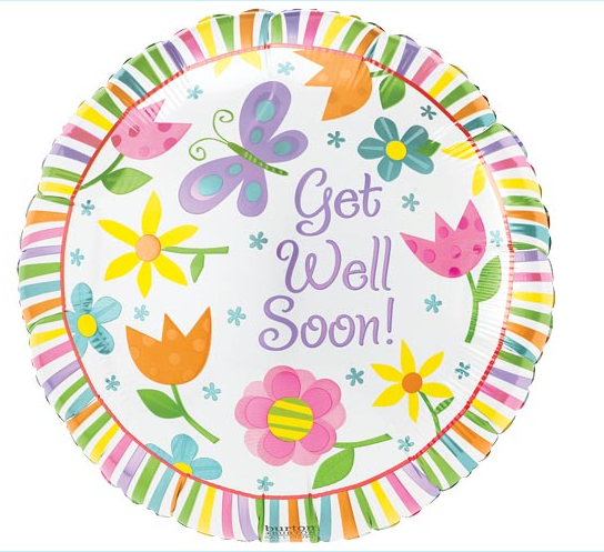 Get Well Soon - Flowers & Stripes