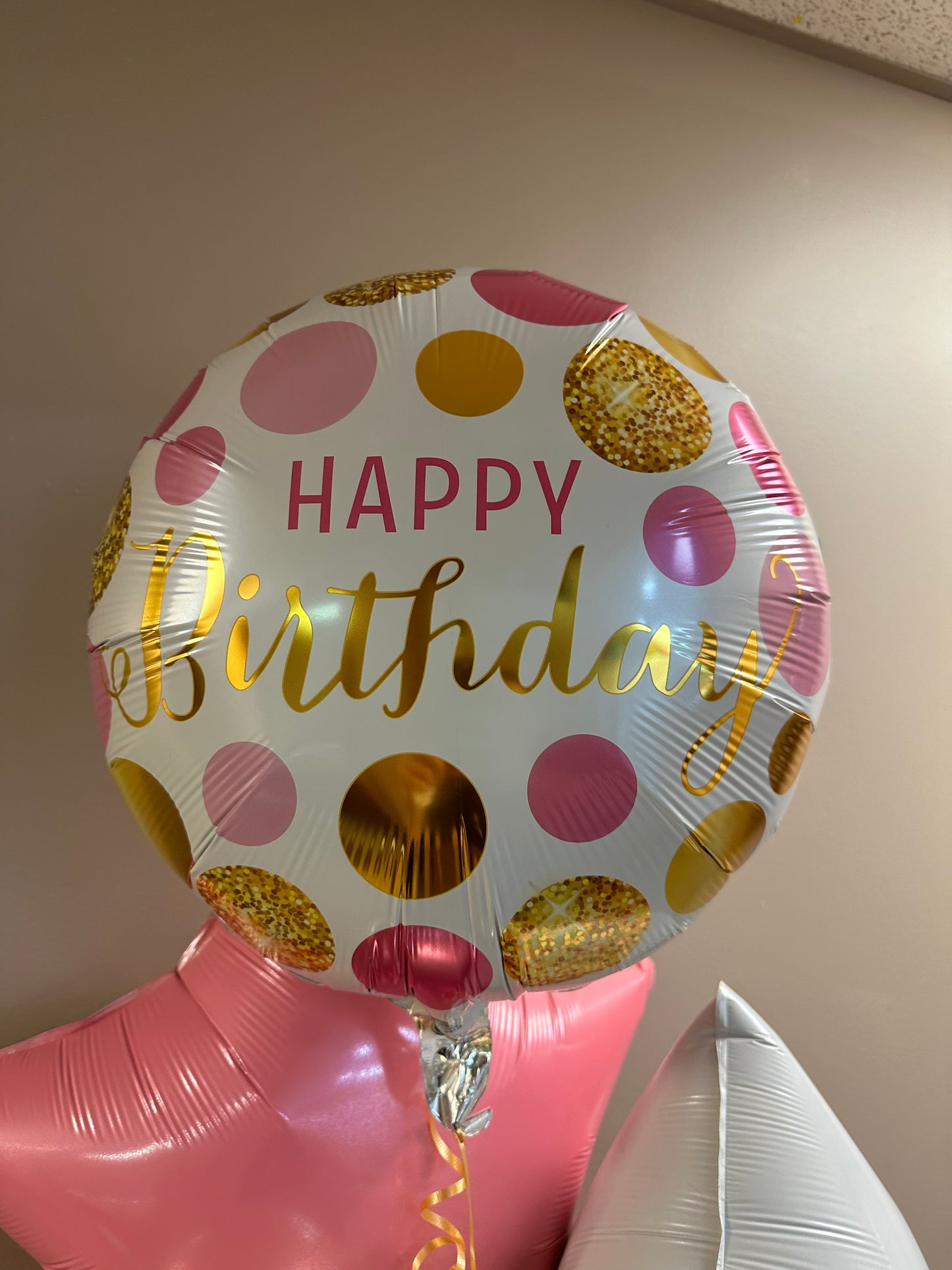 Happy Birthday - Pink & Gold Dots